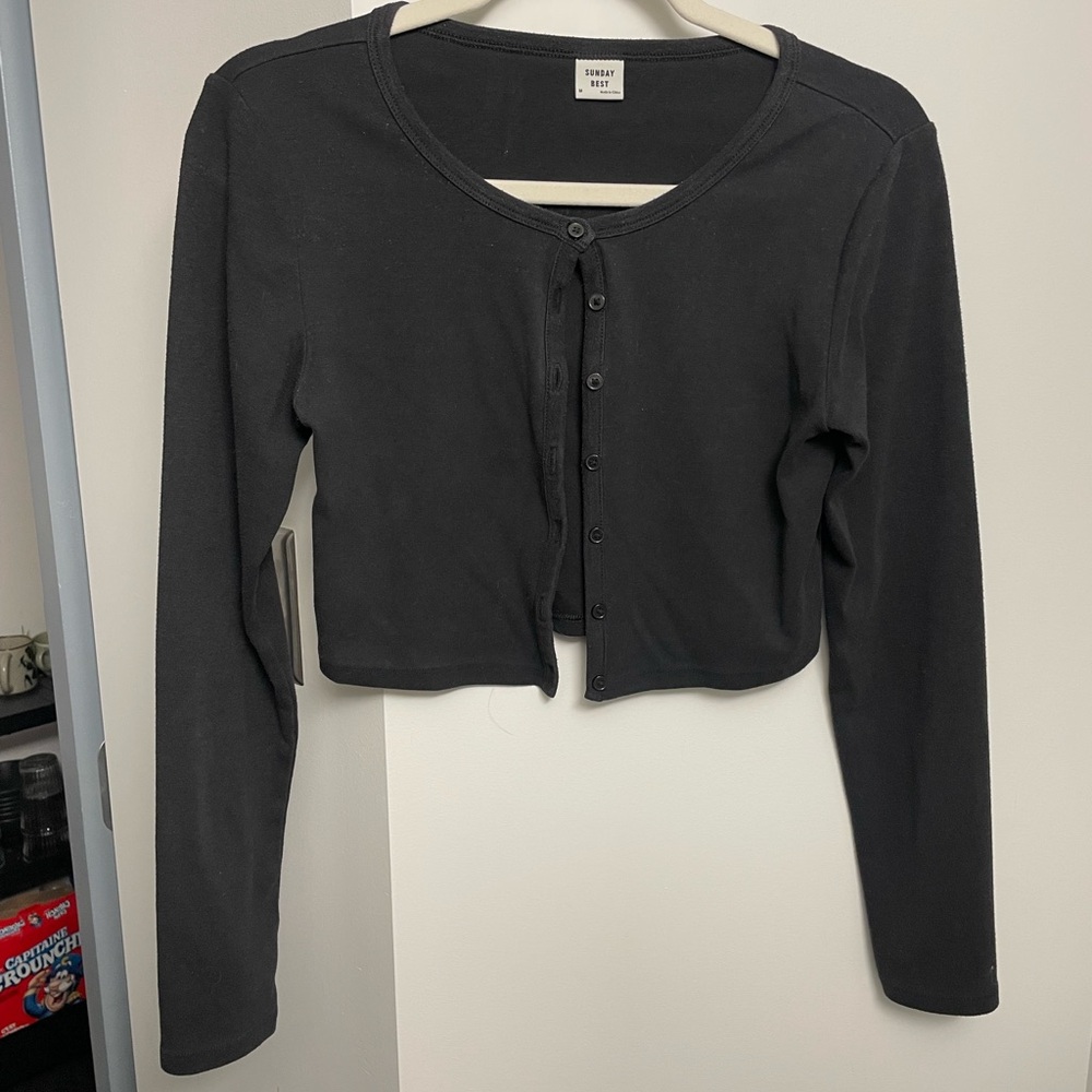Aritzia Sunday Best Black Cropped Button-Up Camisole